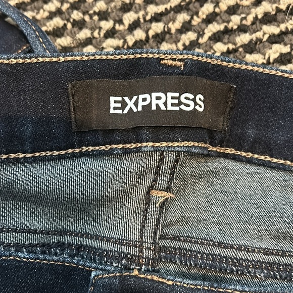 Express Women's Navy Distressed Skinny Jeans - Picture 3 of 7